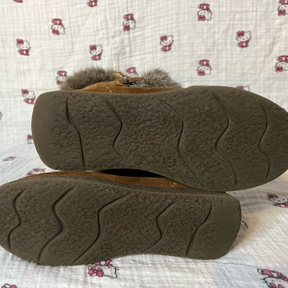 PRIMIGI SUEDE FAUX FUR KNEE-HIGH BUCKLE BOOTS BROWN GRAY BOOTIES GIRL 31 13 12.5 - Picture 7 of 15